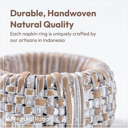 Handmade Wicker Rattan Napkin Ring Set of 12 – Natural Rattan Napkin Rings Boho - Image 2