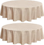 Fitable Faux Linen Textured Beige Round Tablecloths 60 Inches - 2 Pack Faux Burlap Table Clothes for Banquet, Party, Dining, Farmhouse, Outdoor (Great for 20"-48" Round Tables)