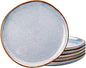 AmorArc Ceramic Plates Set of 6, 8.5 Inch Handmade Reactive Glaze Stoneware Plates set for Dessert, Salad, Appetizer, Small Dinner Plates, Microwave&Dishwasher Safe, Scratch Resistant - Blue