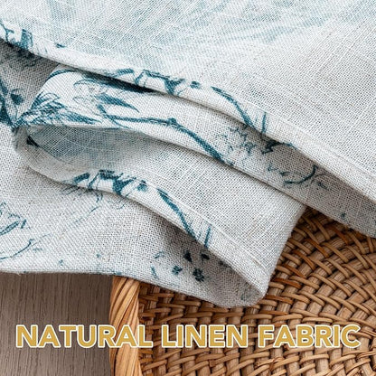 H.VERSAILTEX Linen Table Cloths Floral Printed Tablecloth Spill-Proof Waterproof Table Cover for Dining Buffet Feature Soft and Thick Fabric Wrinkle Free, 60 x 84 Inch, Vintage Botanical - Blue