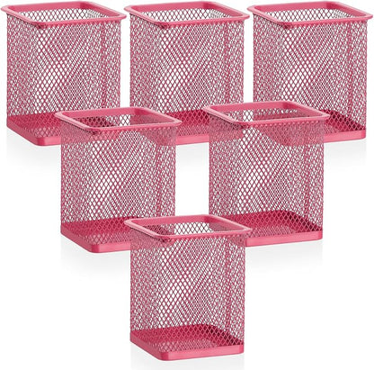 Segarty Pen Cup, 6 Pack Square Dark Pink Pen Holder by Segarty