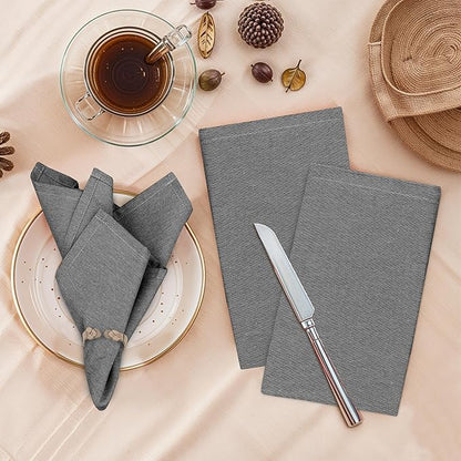 Ruvanti Cloth Napkins Set of 12, 18x18 Reusable Napkins Cloth Washable, Soft & Durable Table Napkin, Poly Cotton Fabric Dinner Napkins for Parties, Christmas, Thanksgiving, Weddings - Black Beauty