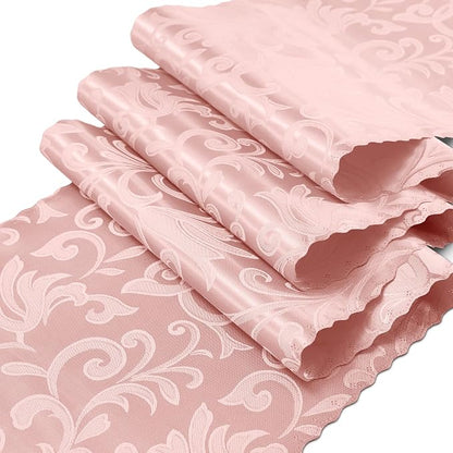 RUDONG M 2 Pack Rose Gold Satin Table Runners 12 x 108 Inch | Long Silky Damask - Image 7