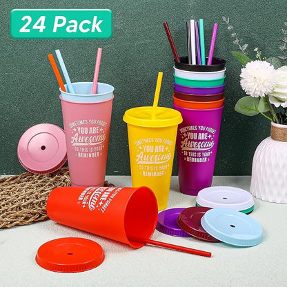 24 Pack Plastic Tumblers with Lids and Straws, Sometime You Forget You Are - Image 3