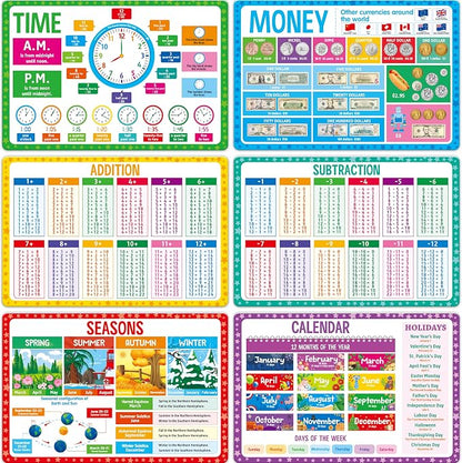 6 Pack Placemats for Kids, Non-Slip Washable Table Mat, Reusable Addition by SpriteGru