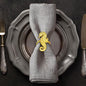 Decozen Set of 4 Gold Napkin Rings in Sea Horse Design, Festive, Table Decor Setting for Holiday, Wedding, Birthday, Kitchen, Home Decor, Housewarming Gift - Mothers Day Decorations