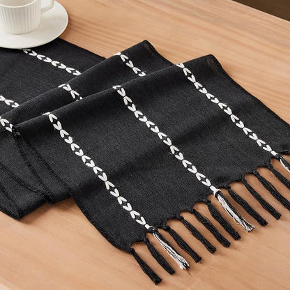 Braided Farmhouse Table Runner, Braided Black 13x108 Inch, Cotton Linen Table - Image 7