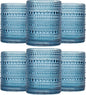 JOVGANK Blue Vintage Hobnail Drinking Glasses Set of 6, Embossed Water Tumbler by JOVGANK