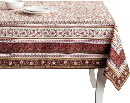 Maison d' Hermine Table Cloth Rectangle Table 100% Cotton 60 x 120 Inches Fall Tablecloth Reusable Everyday Use for Thanksgiving Christmas Decorations Dining Farmhouse Party (Reveillon Au Jardin)