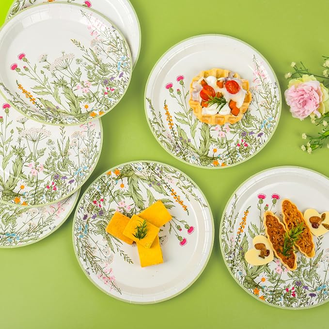 AimFun 24 Pcs Wildflower Diposable Paper Plates 9 Inch Floral Party Plate | - Image 6