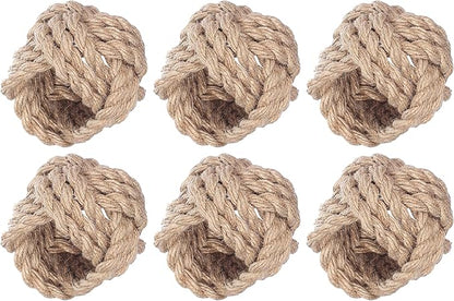 ALPHA Living HOME Woven Napkin Rings Set of 6 - Nautical Napkin Ring Premium 100% Jute Napkin Rings Table Decor with Rustic Charm for Harvest, Thanksgiving, Christmas, Parties & Dining(Brown)