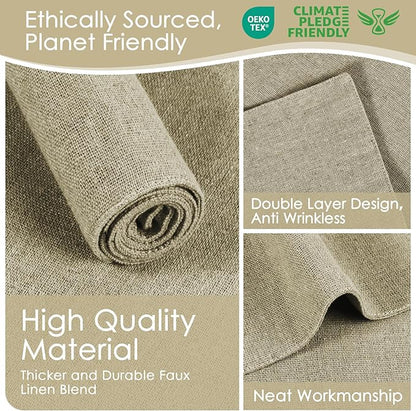 MANSPHIL Cloth Placemats Set of 6 Double Layer Thick Fabric Table Mats Faux Linen Place Mats Heat Resistant Washable Wrinkle Free Dining Kitchen Table Decor - 13x19 Inch Beige Oeko Tex Placemat
