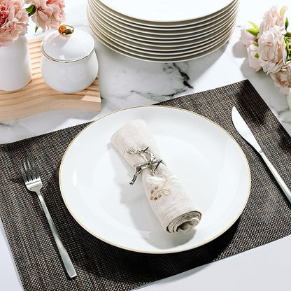 BTaT- White Porcelain Dinner Plates, 10.5" Gold Rimmed, Classic Style, Formal - Image 6