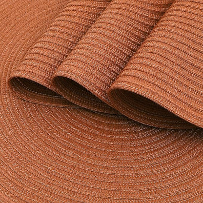 SHACOS Round Placemats Set of 6 Washable 15 inch Round Placemat Cotton Polyester Woven Braided Table Place Mats for Dining Table Decor, Dark Orange