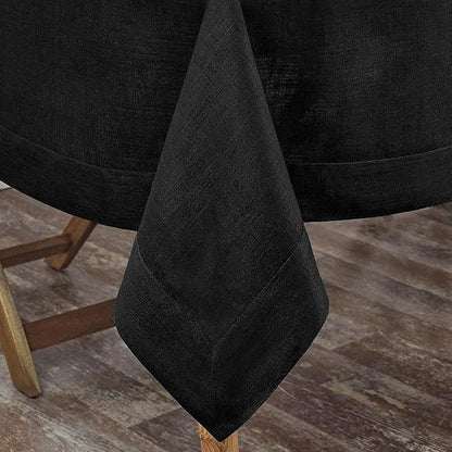 D'Moksha Homes Black Linen Tablecloth 60 x 156 Inch - 100% Pure Linen Tablecloth for Rectangle Tables - Machine Washable Table Cloth for Spring, Easter