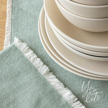 Over&Back 18x90 Woven Frayed Chambray Cotton Table Runner - Image 7