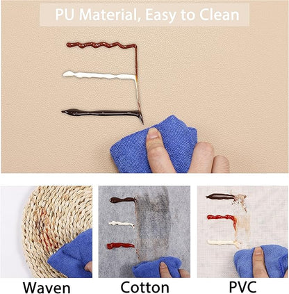 Wipeable Placemats Leather Table Mats Waterproof Heat-Resistant Easy to Clean for Dining Table Set Kitchen Table (6, Buff)