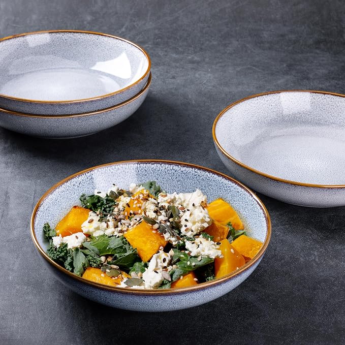 AmorArc 8.5'' Large Ceramic Pasta Bowls Set, 36oz Stoneware Bowls Set of 4 - Image 5