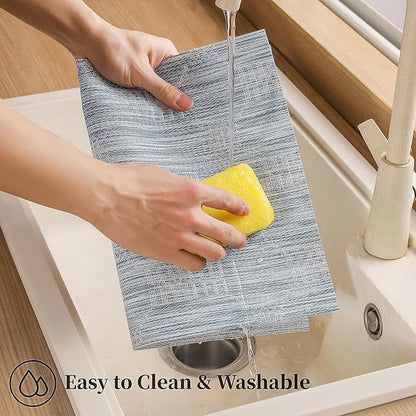 Leetaltree Jacquard Blue Placemats Set of 4 - Heat Resistant Non-Slip Place mats for Dining Table, Washable Durable PVC Vinyl Woven Table Mats (Jacquard Blue, 4)