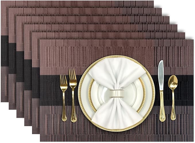 Aofmee Placemats, Heat Resistant Place Mats Set of 6, Washable PVC Table Mats by Aofmee