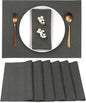 D'Moksha Homes Linen Charcoal Grey Placemats Set of 6-100% Pure Linen Placemats 14 x 19 Inch for Spring, Easter - Handcrafted and Machine Washable