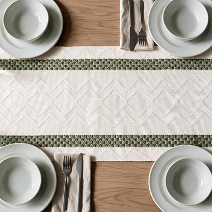 Artoid Mode Army Green Stripe Woven Rustic Table Runner 12x72 Inch | Holiday - Image 5