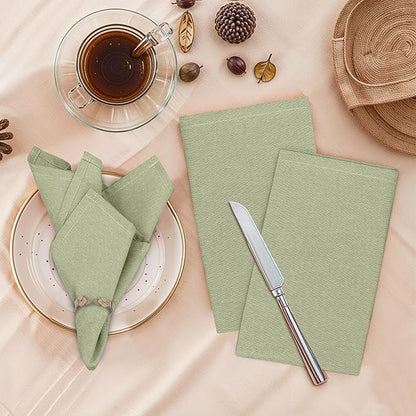 Ruvanti Cloth Napkins Set of 12, 18x18 Reusable Napkins Cloth Washable, Soft & Durable Table Napkin, Poly Cotton Fabric Dinner Napkins for Parties, Christmas, Thanksgiving, Weddings - Olive Branch