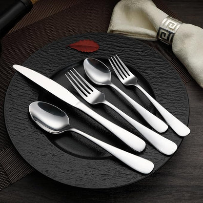 Amazon Basics Silverware Set, Stainless Steel Flatware, Dishwasher Safe - Image 6
