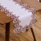 White Burgundy Jacquard Lace Table Runner 72 inches Dresser Scarf | French by Raedan