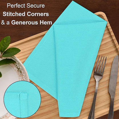 Ruvanti Cloth Napkins Set of 12, 18x18 Inches Napkins Cloth Washable, Soft, Durable, Absorbent, Cotton Blend. Table Dinner Napkins Cloth for Hotel, Lunch, Restaurant, Wedding, Parties - Waterspout