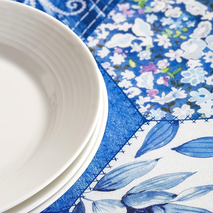 Maison d' Hermine Table Cloth Rectangle Table 100% Cotton 60 x 120 Inches Tablecloth Reusable Decorative for Dining Room Farmhouse Home Valentines Day Decorations Spring Summer - Summer Blues