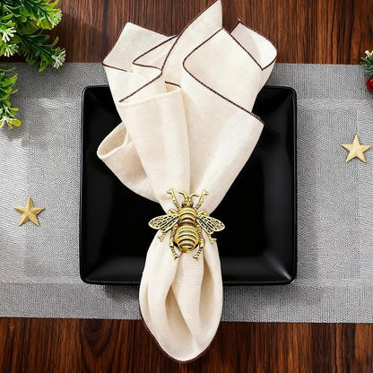 Bee Napkin Rings Set of 12 Antique Gold Bumblebee Napkin Holders - Image 4