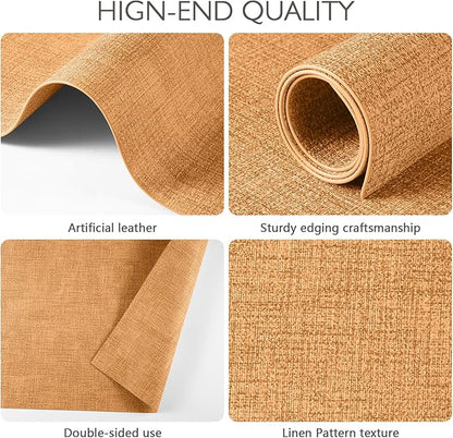 Faux Leather Placemats Set of 4 Washable PU Table mats for Kitchen Table - Heat Resistant, Waterproof, Easy Clean, Anti Slip 11.8" x 17" (Yellow-4 Pack)