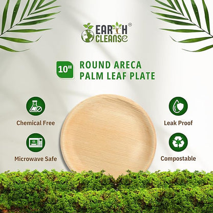 The Palm Dinnerware – Palm Plates 10 Inch Round (25 Pack) | Compostable & Biodegradable | Like Bamboo & Wooden Disposable Plates | Microwave & Oven Safe | Eco-Friendly Party Dinnerware