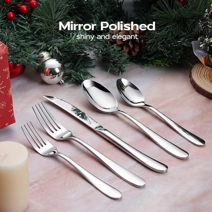 Onader 60 Piece Heavy Duty Silverware Cutlery Set - Image 7