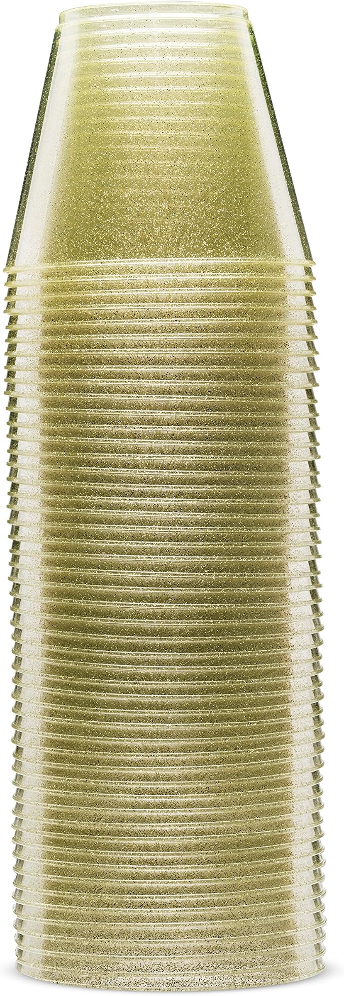 100 Glitter Plastic Cups - 9 Oz Clear Plastic Cups Old Fashioned Tumblers -Gold - Image 5