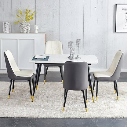Table and Chairs Set of 4, Dining Room Table Set for 4, Sintered Stone Kitchen Table Top and Modern Chairs Set of 4 for Kitchen Dining Room, Small Space