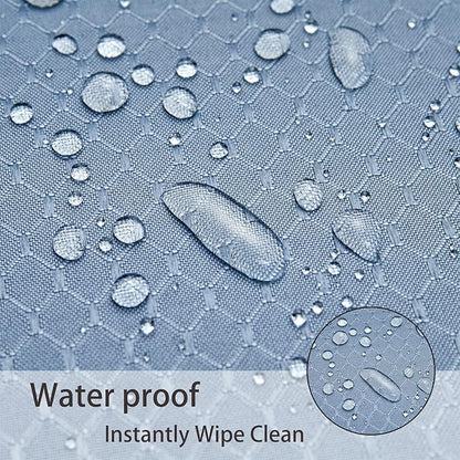 Place Mats Set of 8 – Rectangle Rectangular Waterproof Fabric Polyester Cloth Washable Wipeable Heat Resistant Placemats for Kitchen Dining Dinner Table Indoor 13 x 19 Inch Light Blue
