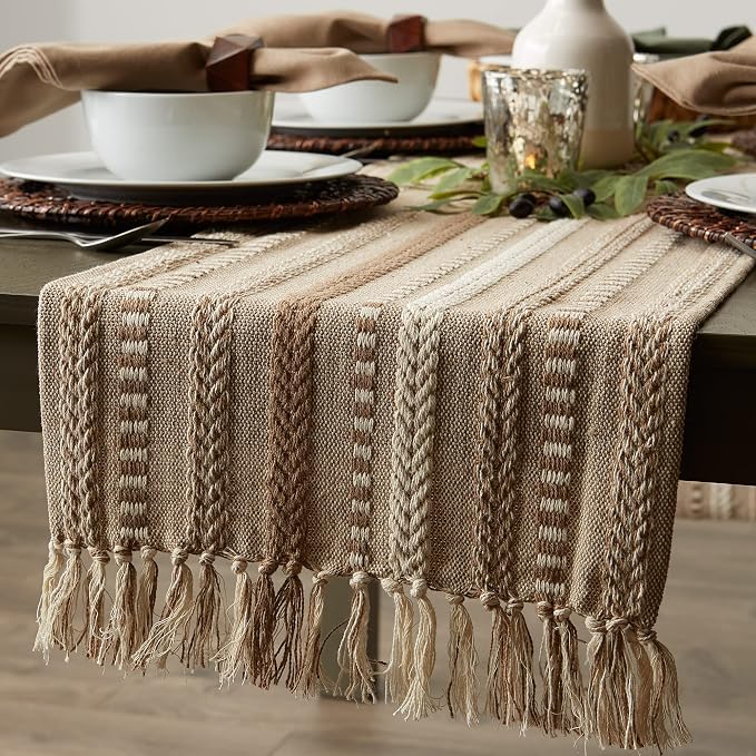 DII Farmhouse Braided Stripe Table Runner Collection - Image 5