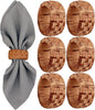 ALPHA Living HOME 6 Pcs Boho Rattan Woven Napkin Rings, Farmhouse Water Hyacinth Wooden Rustic Napkin Rings Holders for Table Wedding Decor Home and Kitchen Décor (Brown)