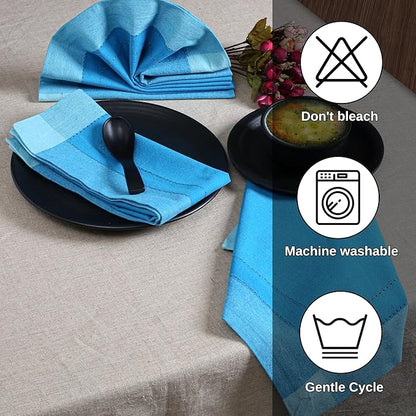 Bedding Craft Cotton Cloth Napkins Set of 12 – 20x20 Blue Multi Double Hemstitched – Machine Washable Dinner Napkins for Weddings, Parties & Father’s Day Celebrations