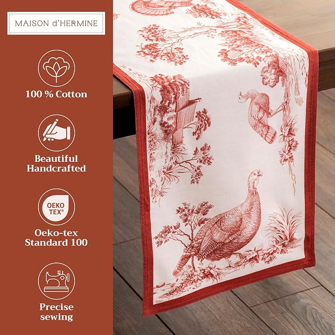 Maison d' Hermine Table Runner 100% Cotton 14.50" x 72" | Table Runners 72 - Image 2