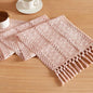 Macrame Style Boho Table Runner, 12x60 Inch Light Pink | Woven Boho Table Runner by ZEEMARTONLINE