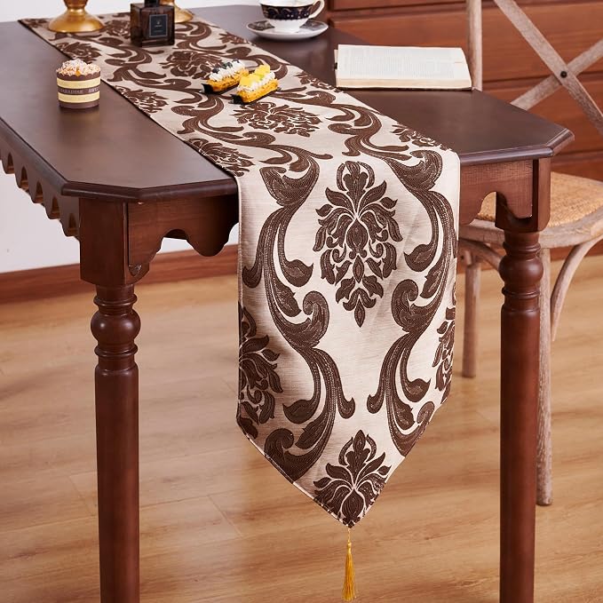 NAPEARL Elegant Luxury Damask Table Runner by NAPEARL