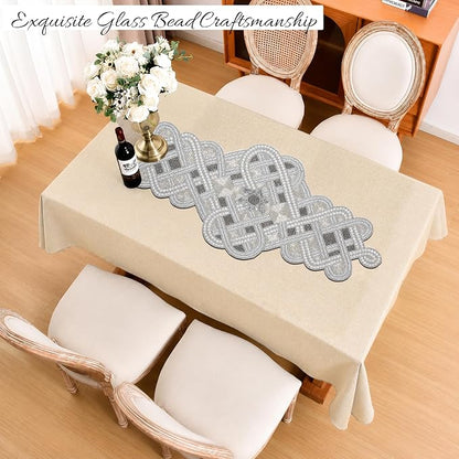 Handmade Beaded Table Runner 13 x 36 Inch, Elegant Dining Table Centerpiece - Image 2