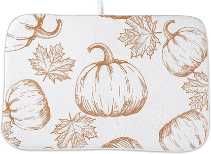 Fall Pumpkin Dish Drying Mat for Kitchen Counter 18x24 Inch Burnt Orange by Unknown