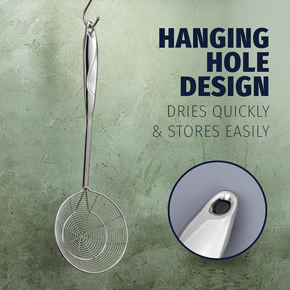 Zulay Kitchen Stainless Steel Skimmer Strainer Ladle | 15” Large Straining Spoon - Image 3