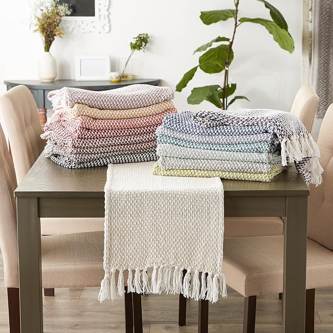 DII Woven Basics Collection 100% Cotton Knit Table Runner, Honey Gold - Image 6