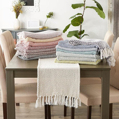 DII Woven Basics Collection 100% Cotton Knit Table Runner, Stonewash Blue - Image 6