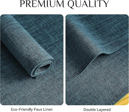 Softalker Faux Linen Placemats Set of 6-12 x 18 Inch, Heat Resistant Double Layered Durable Burlap Farmhouse Place Mats, Non-Slip Washable Rustic Table Mats for Dining, Kitchen, Party（Teal